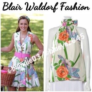 Alice + Olivia garden party low back halter top M